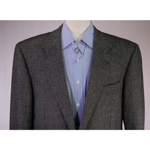 Hickey Freeman Gray Black Tweed Woven Wool Cashmere 2-Btn Blazer Jacket 43L - Picture 3 of 8